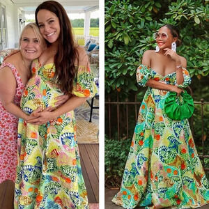 Staud Coliseum Tropical Printed Linen Cutout Maxi Dress Size 2